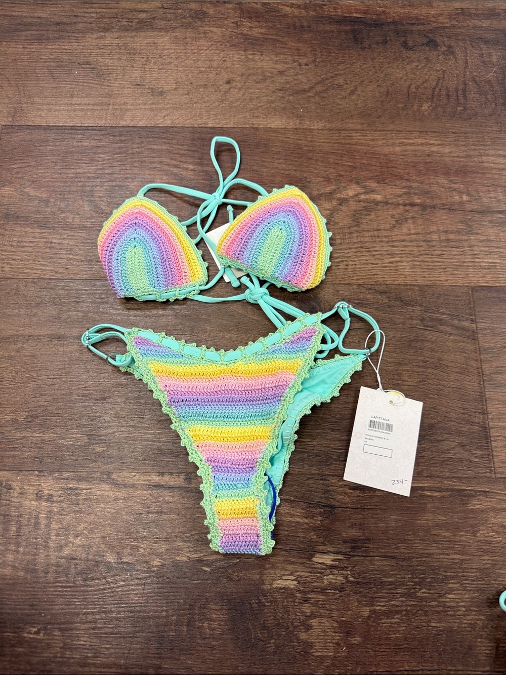 Crochet Rainbow Pastel Bikini Set - Multicolor